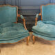 Pair of Louis XV style convertible armchairs Light wood 1900