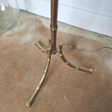 Vintage tripod brass floor lamp bamboo decoration