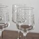 5 stemmed liqueur glasses in engraved crystal with a laurel leaf frieze