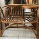 Vintage Scandinavian rattan bench tablet 1960s