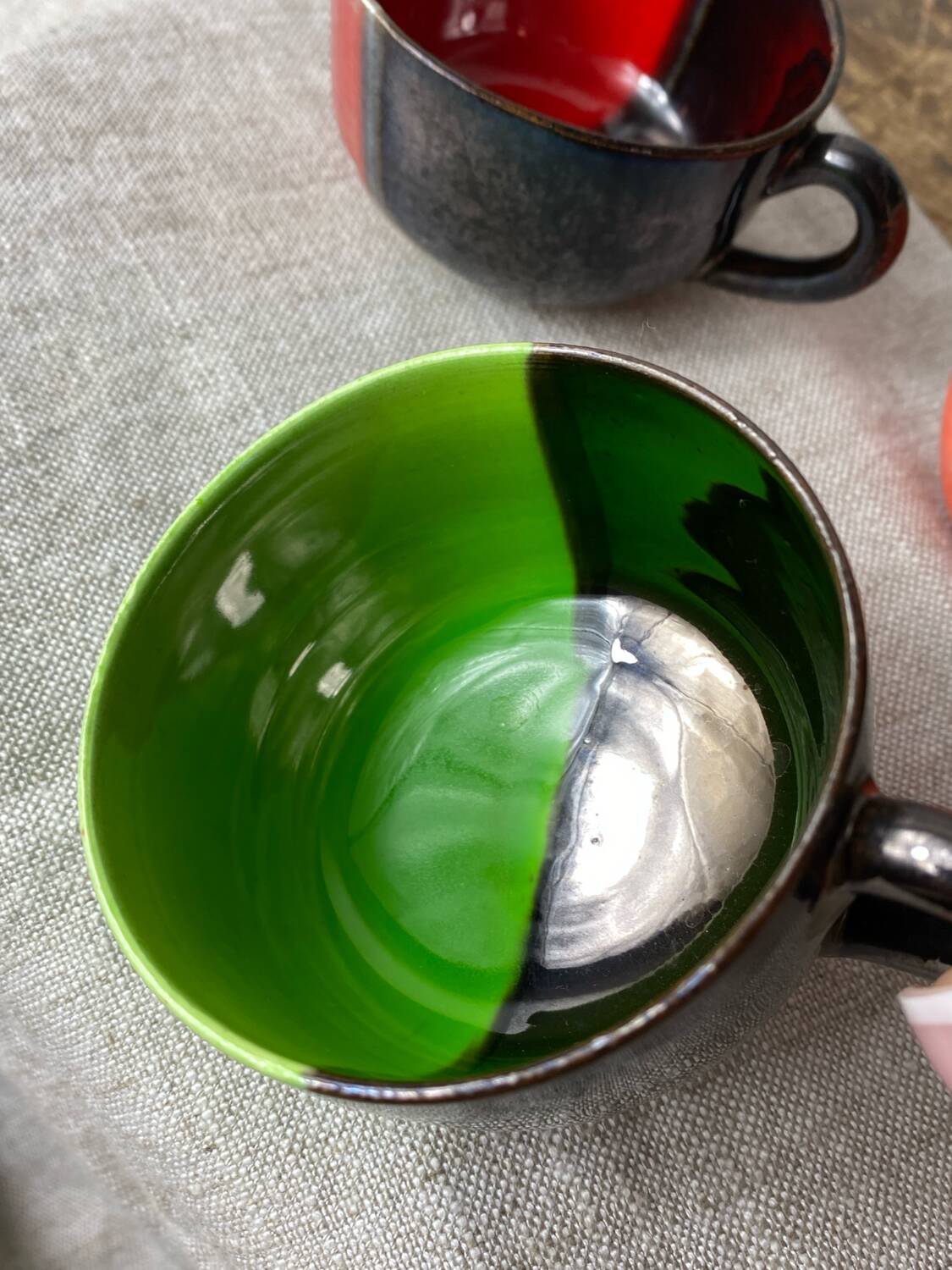 Six Vallauris ceramic coffee cups