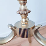 Tripod floor lamp in gilded brass, pleated lampshade, Louis XV style