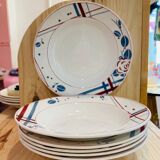 6 hollow plates Beaujeu Digoin Sarreguemines france-retro-cuisine-vintage