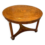 Antique round marquetry Empire table from the early 19th century