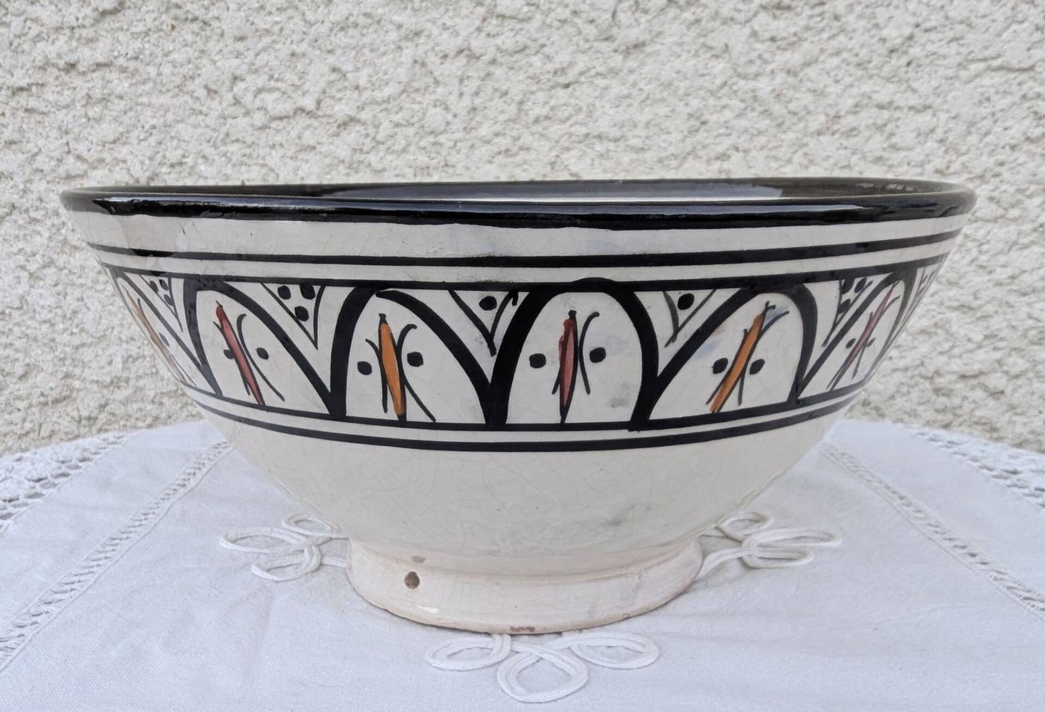 Large Ceramic Salad Bowl SAFI Morocco XXL 29cm Berber Pottery Zouak Tra