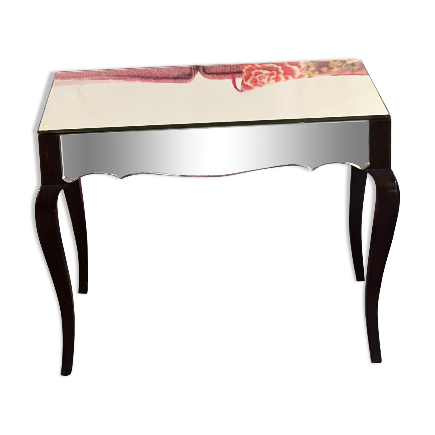 Mirror and wood side table