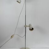 Vintage adjustable floor lamp, chrome and pressed moulded beige ABS, France 1970.