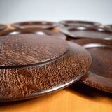 Assiettes de présentation en wengé massif, années 60