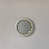 Vintage circular wall lights, brass metal and frosted glass, France 1980.