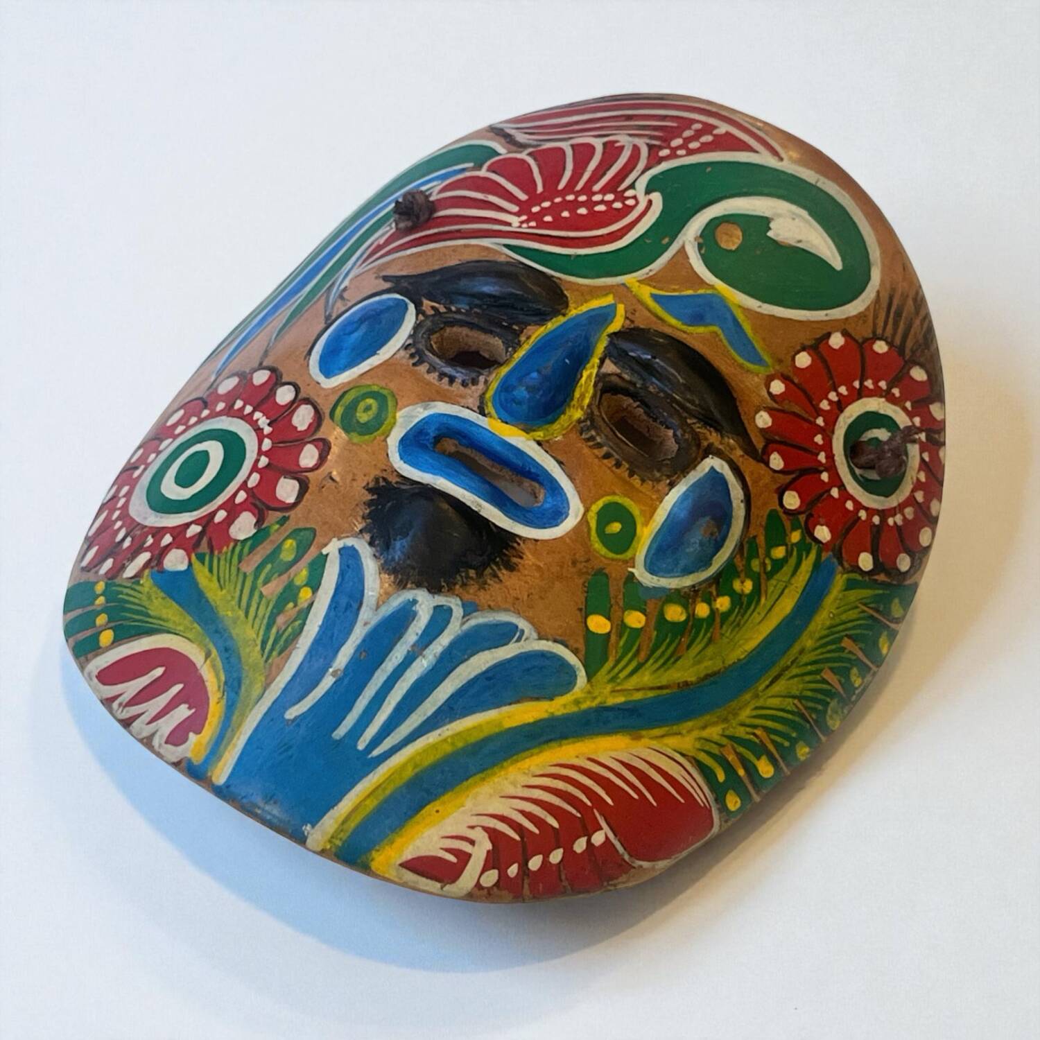 Mexican mask in colored terracotta, 1970s, Mexican