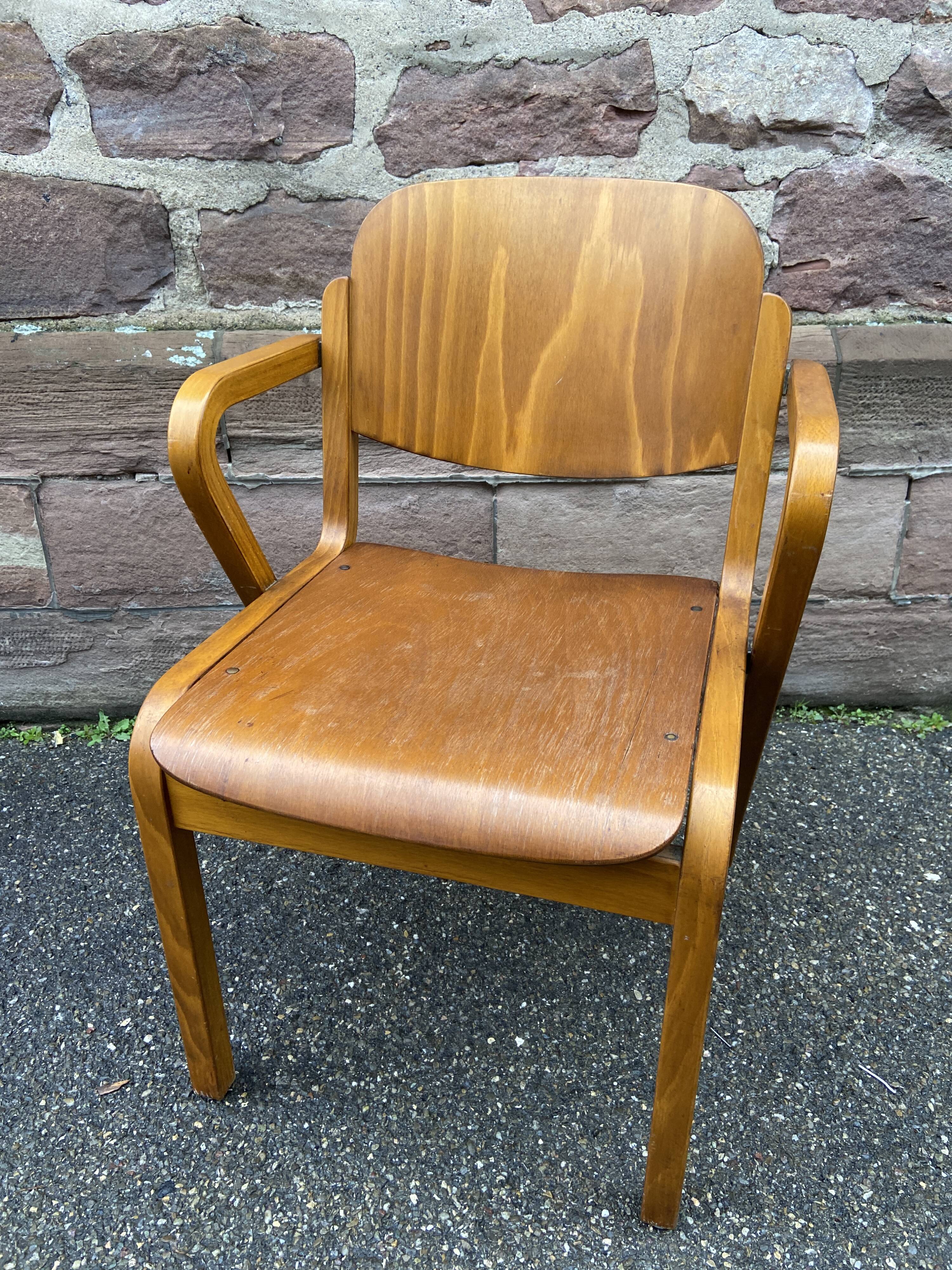 vintage Scandinavian wooden office armchair