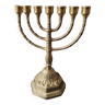 Menorah/Jewish candlestick, Hebrew with 7 arms of light. Israel/Jerusalem. Solid brass. Dim. 22.5 x 17 cm