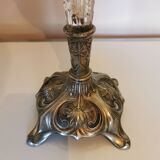 Art Deco vase chalice shape in silver metal and cut glass