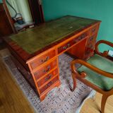 English-style mahogany desk and green leather top