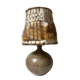 Ceramic table lamp in chamotte stoneware & wool, Alain Blanchard 1970