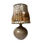 Ceramic table lamp in chamotte stoneware & wool, Alain Blanchard 1970