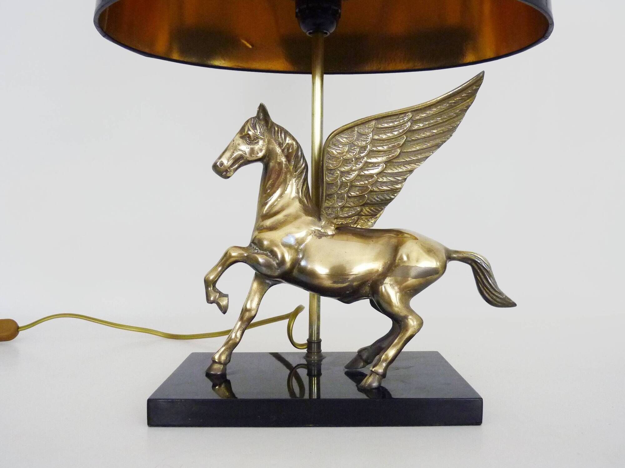Maison Charles style winged horse desk lamp in vintage brass 1980s
