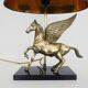 Maison Charles style winged horse desk lamp in vintage brass 1980s