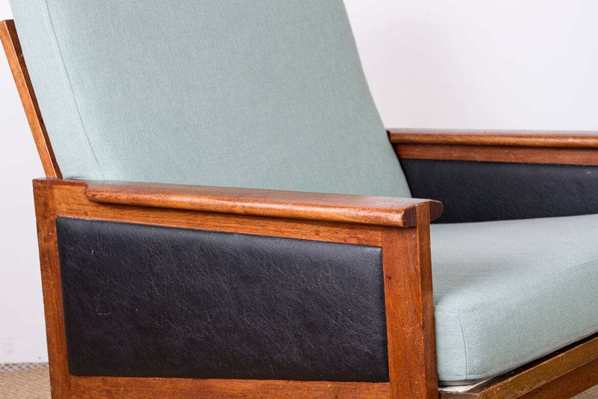 Pair of Danish Armchairs in Teak, fabric and leather, model N°4 Capella Illum Wikkelsø/Niels Eilersen.