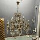 Large Florentine Tole Chandelier with Murano Glass Flowers, Italy, 195