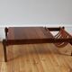 Table basse vintage palissandre et cuir Dujo Cuba 1970