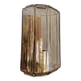 Pair of glass and brass wall lights, 1960s.