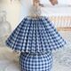 Jacadi vintage bedside lamp in blue and white tartan fabric