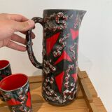 Vintage Ceramic Fat Lava Glass Pitcher