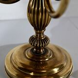 Brass bouillotte lamp with red lampshade, Louis XVI – XXth style