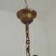 Small French Vintage Brass Single Light 4-Sided Crystal Cage Chandelier