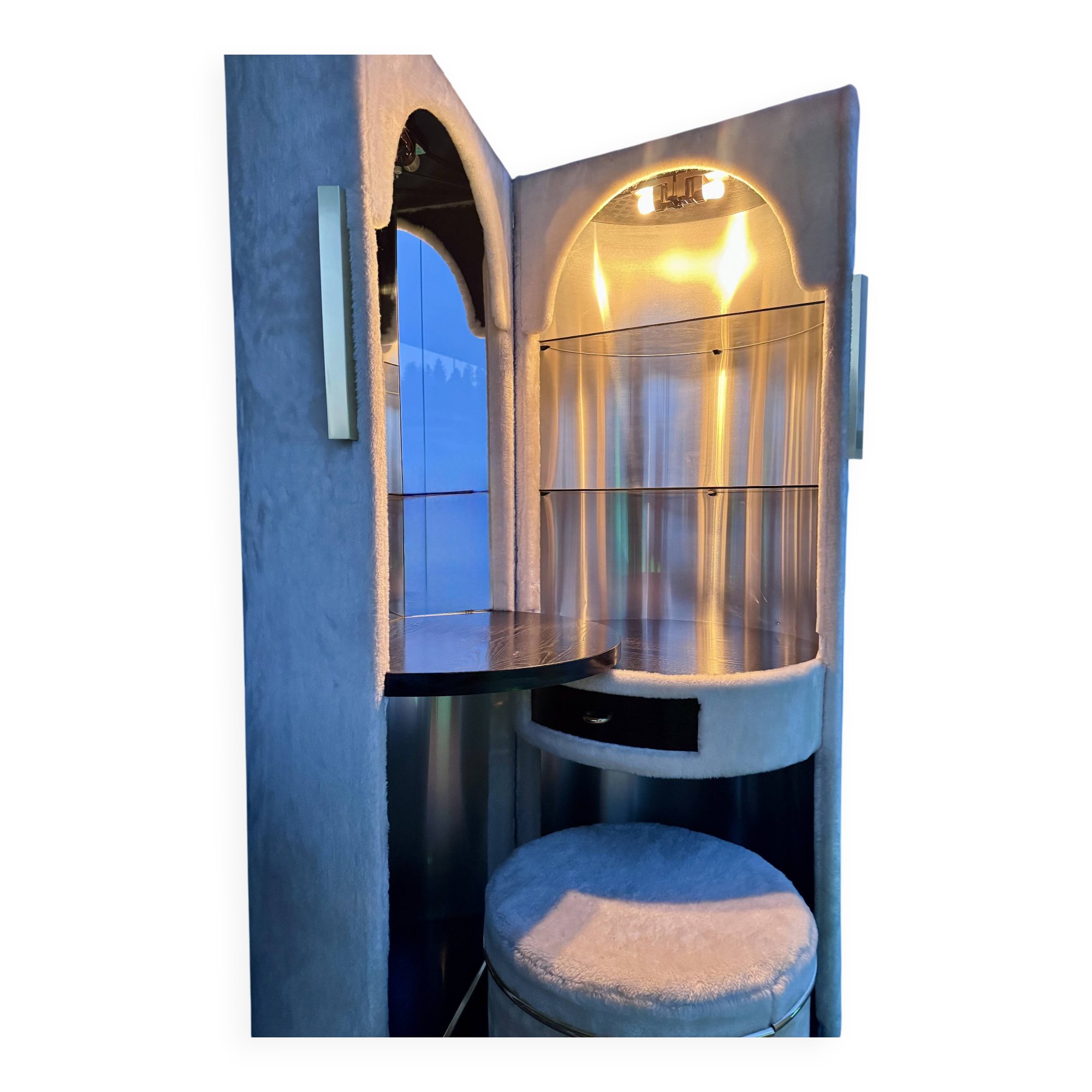 Coiffeuse cylindrique Space Age style Roche Bobois 1970