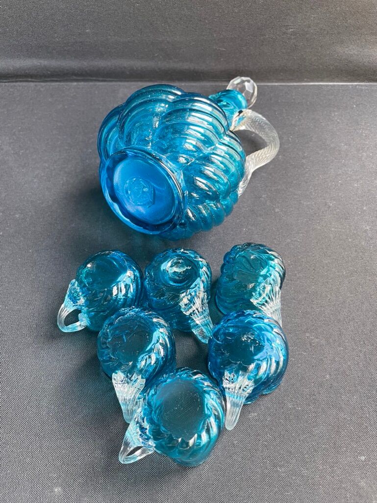 Liquor service in 1/2 blue crystal XIXth