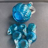 Service à liqueur en ½ cristal bleu XIXème