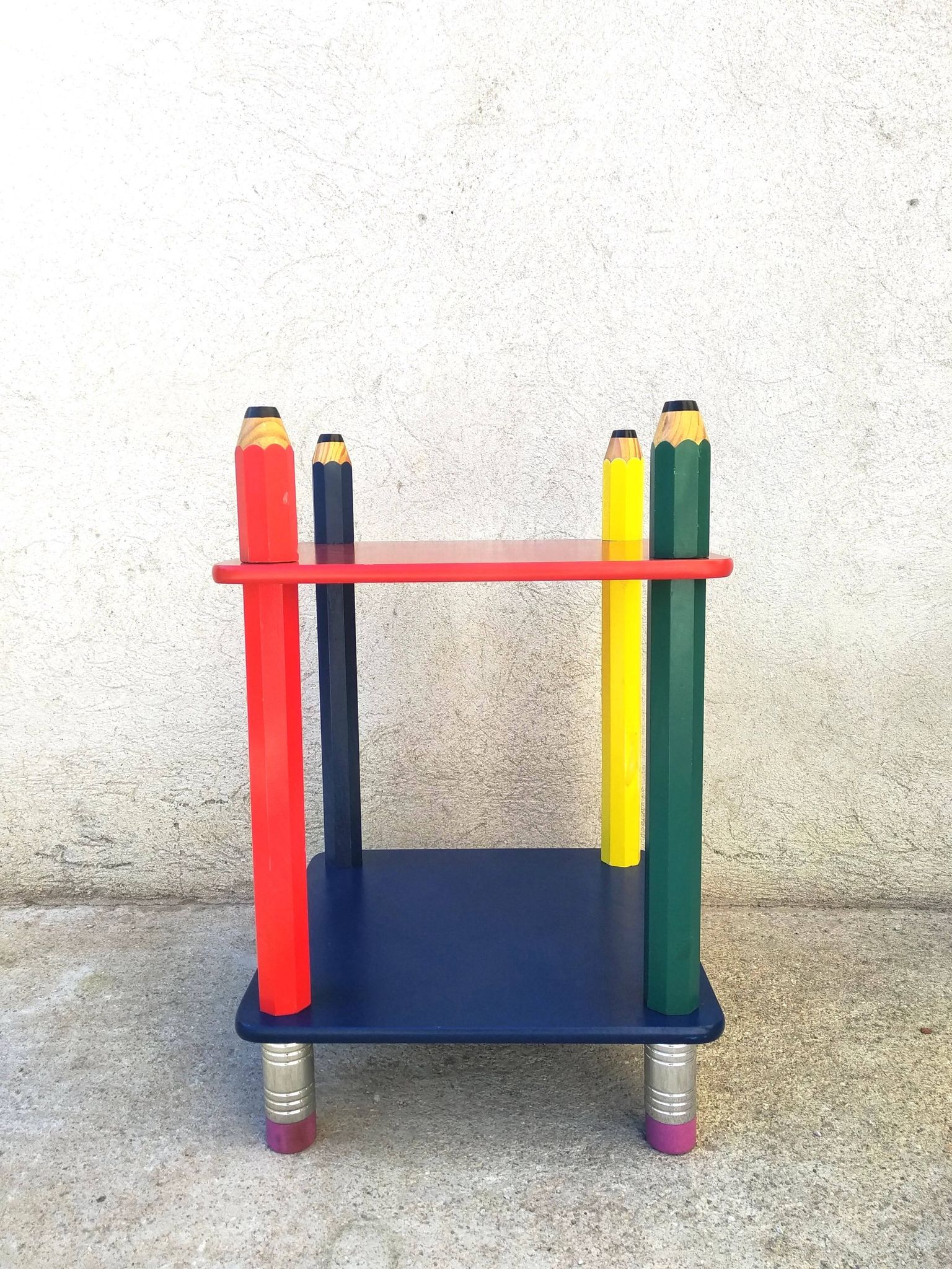 Pierre Sala pencil bedside table Clairefontaine collection 1980s