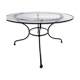 Round glass table - wrought iron base