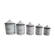 Set 5 pots kitchen white and blue