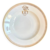 Gold monogrammed porcelain deep plate "F"