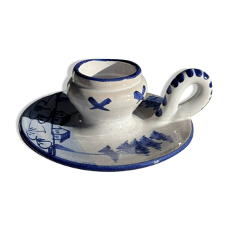 Dutch white and blue candlestick with windmill pattern H5 D10