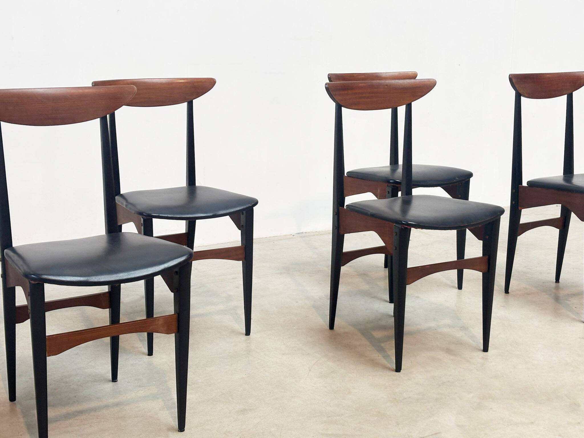 Set of six sculptural Italian dining chairs