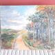 Large old oil painting depicting a landscape.