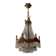 Lustre cascade en bronze et pampilles de cristal