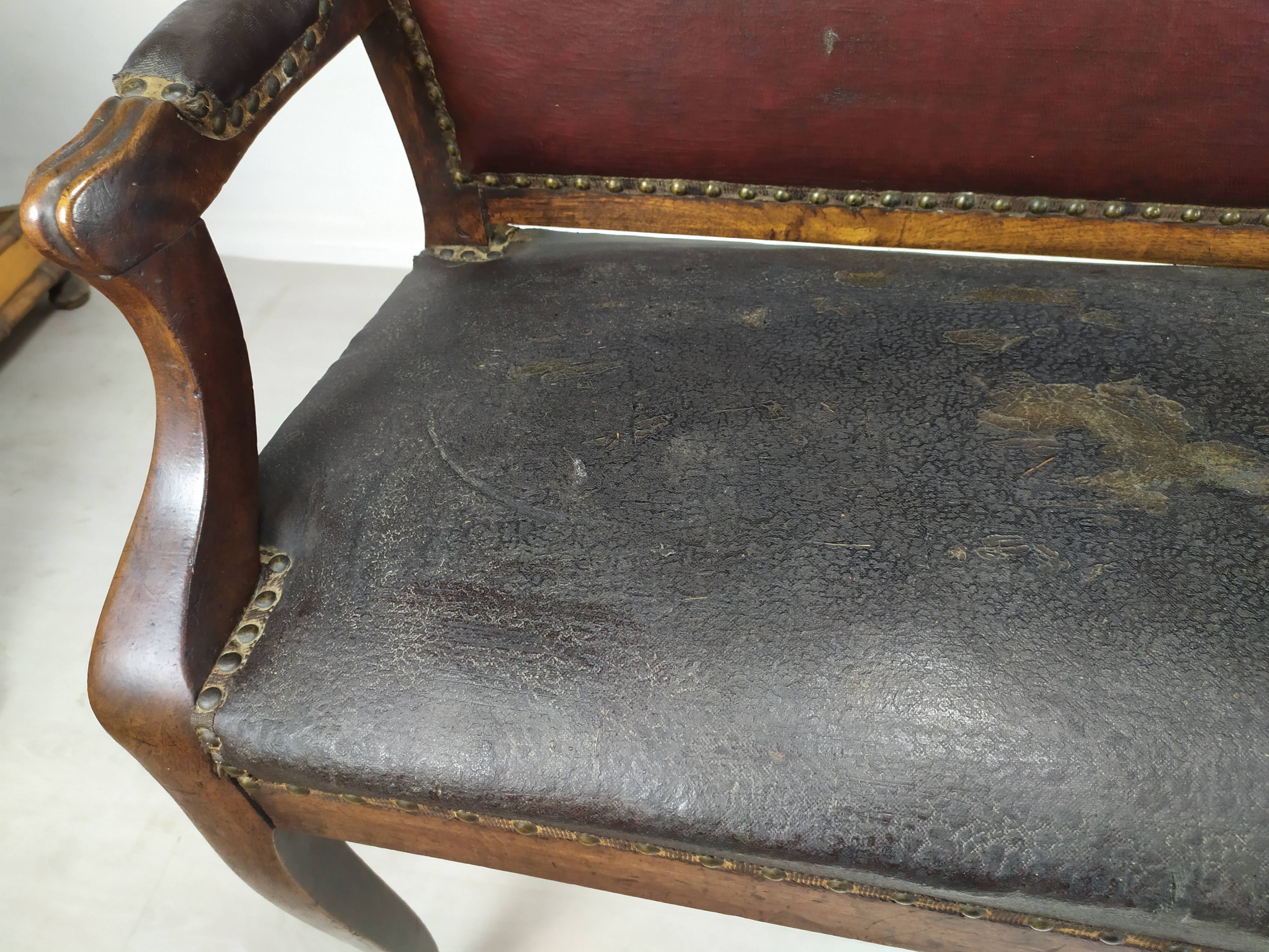 Leather bistro bench
