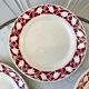 4 flat plates Badonviller tulips burgundy years 30-40