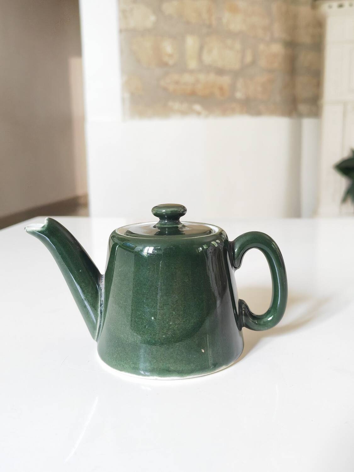 Théière de bistrot individuelle en porcelaine verte