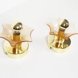 Pair of Murano Glass and brass wall lamps by Sische, Germany 1970's