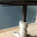 Old round dining table transformable central foot