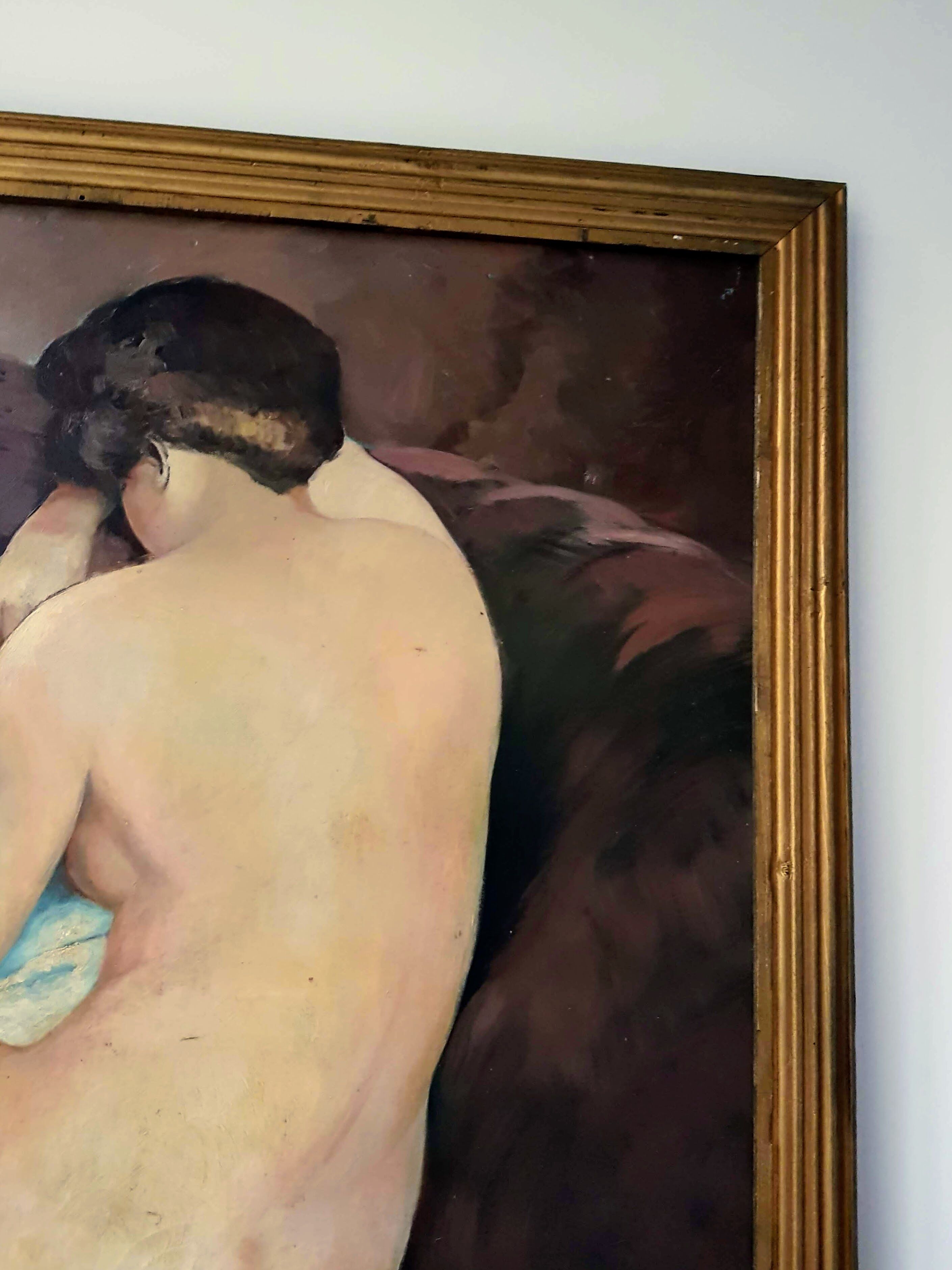 Large Nude Oil Painting on Canvas by Charles Melikoff - XX Century Art - Belgium