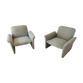 Paire de chauffeuses en tissu fauteuil vintage années 70