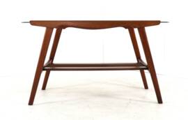 Coffee Table with Glass and Magazine Holder - mid century dutch design