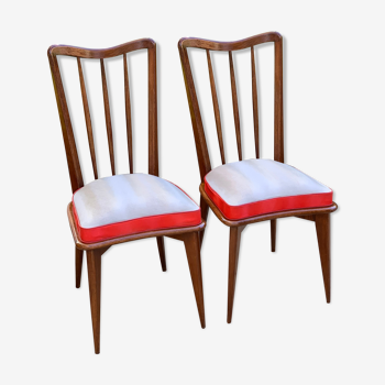 Paire de chaises à barreaux Skaï 60’s